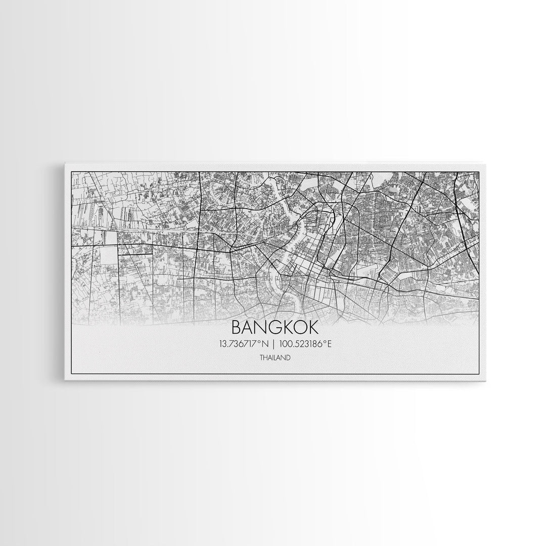 Bangkok Street Map, Thailand Map, Map Print, Modern Art, Wall Art, Canvas Print, Asian Art Print, Gift For Boss, Trendy Wall Art, Home Décor