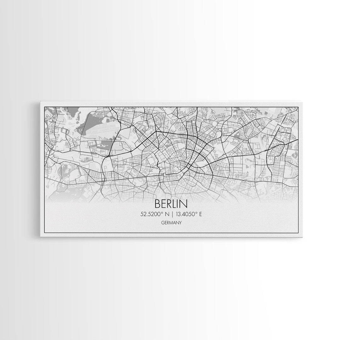 Berlin Street Map, Germany Map, Map Print, Modern Art, Wall Art, Canvas Print, Gift For New Home, Couples Décor, Minimalist Wall Art