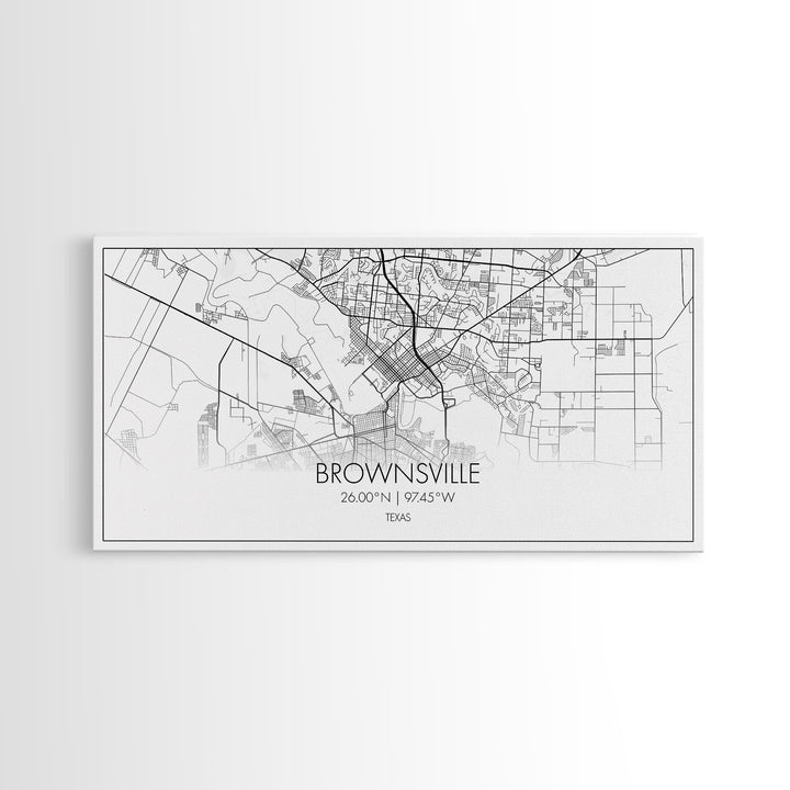 Brownsville Street Map, Texas Map, Map Print, Modern Art, Wall Art, Canvas Art, Realtor Closing Gift, Wall Décor Over The Bed, Couples Gift