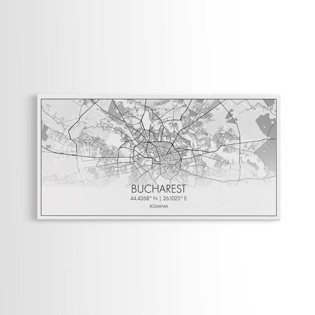 Bucharest Street Map, Romania Map, Map Print, Modern Art, Wall Art, Canvas Art, Trendy Room Décor, Thank You Gift, Wall Décor Bedroom