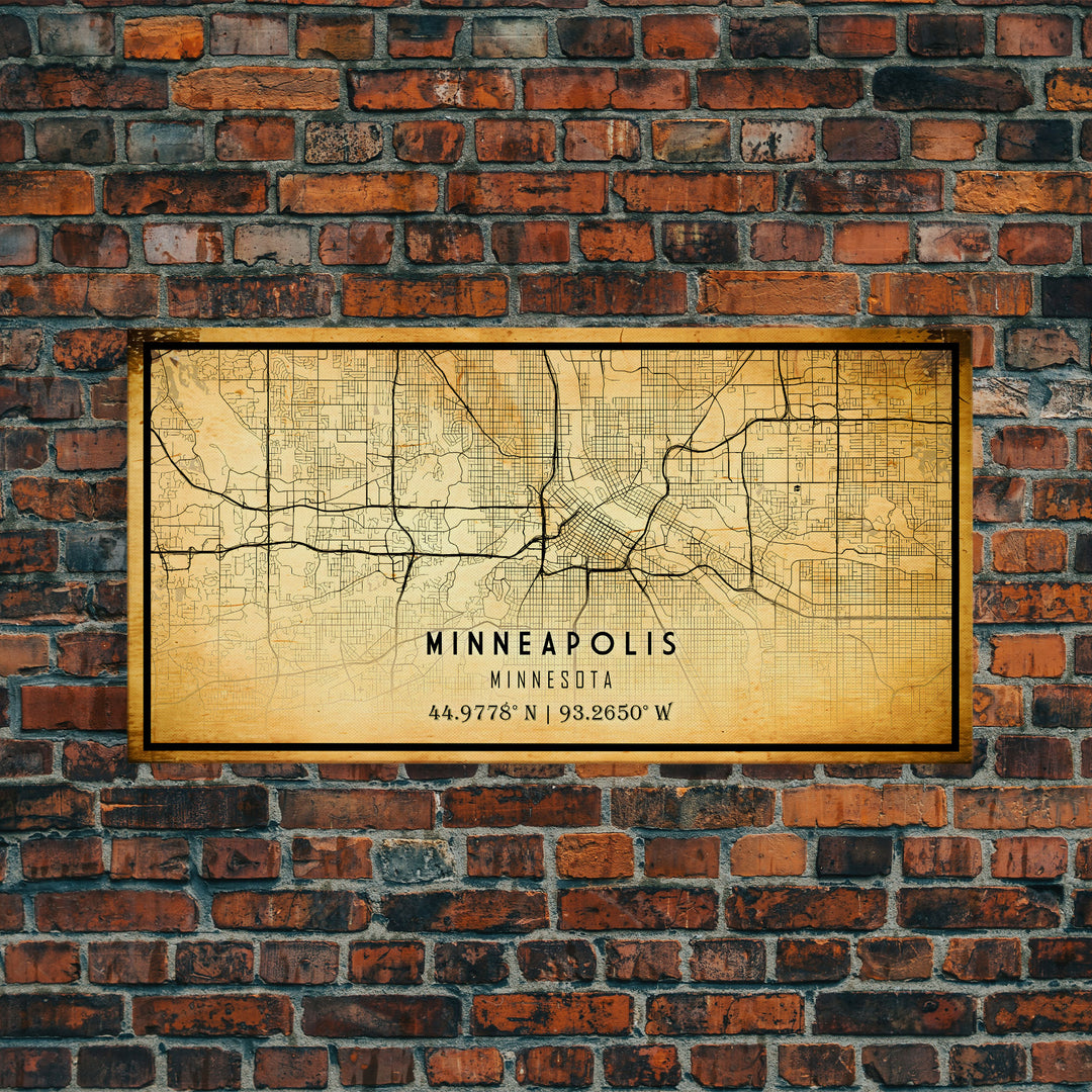 Minneapolis map print poster or framed canvas, Minnesota map print poster canvas, Minneapolis road map print poster canvas