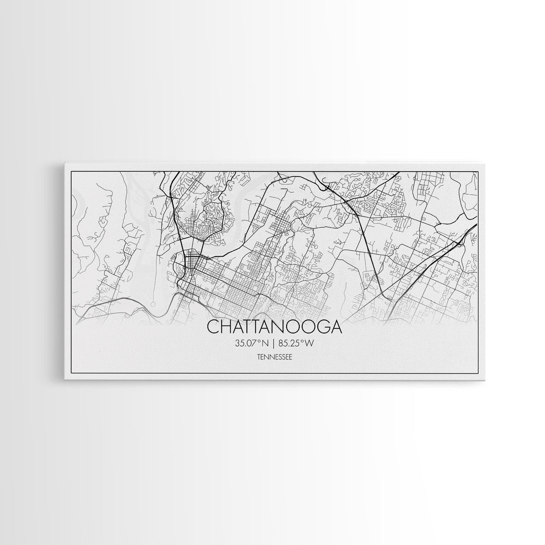 Chattanooga Street Map, Tennessee Map, Map Print, Modern Art, Wall Art, Canvas Art, Cute Room Décor, Wall Art Canvas, Trendy Wall Art