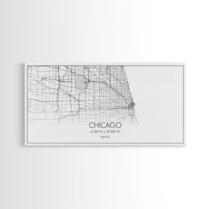 Chicago Street Map, Illinois Map, Map Print, Modern Art, Wall Art, Canvas Art, Apartment Décor, Housewarming Gift, Dorm Wall Art, Office Art