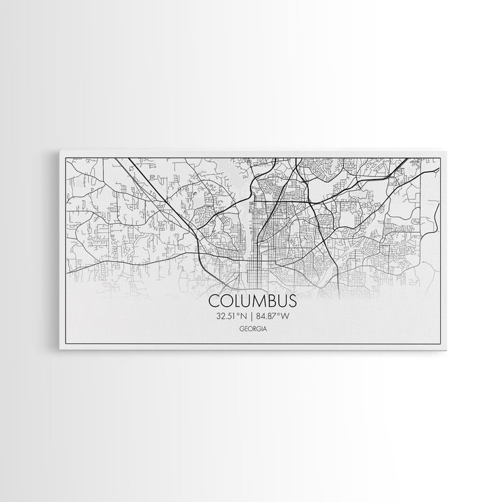 Columbus Street Map, Georgia Map, Map Print, Modern Art, Wall Art, Canvas Art, Couple Wall Décor, Bedroom Décor Man, Appreciation Gift