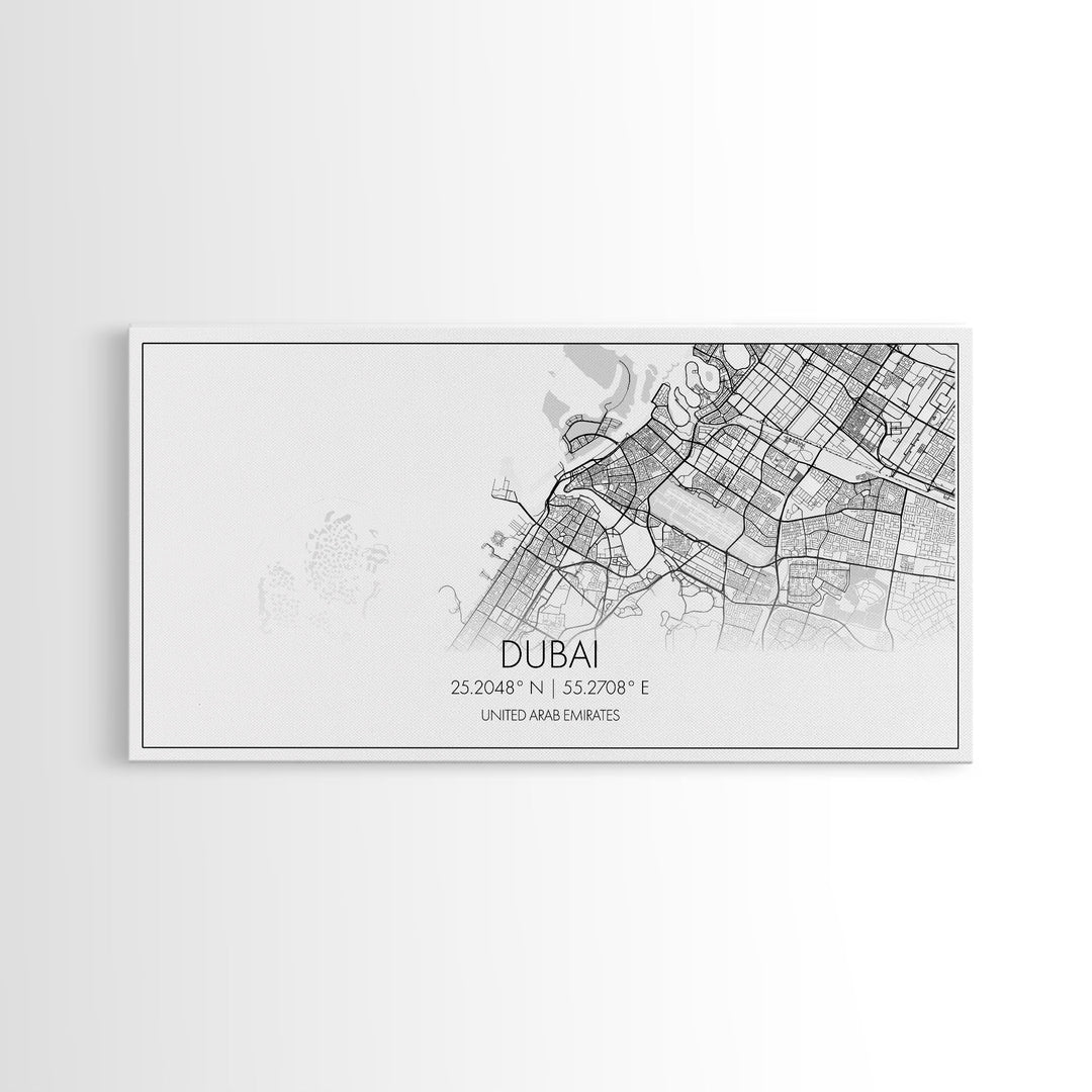 Dubai Street Map, United Arab Emirates Map, Map Print, Minimalist Art, Wall Art, Canvas Art, Cabin Wall Art, Gift For Traveler, Room Décor