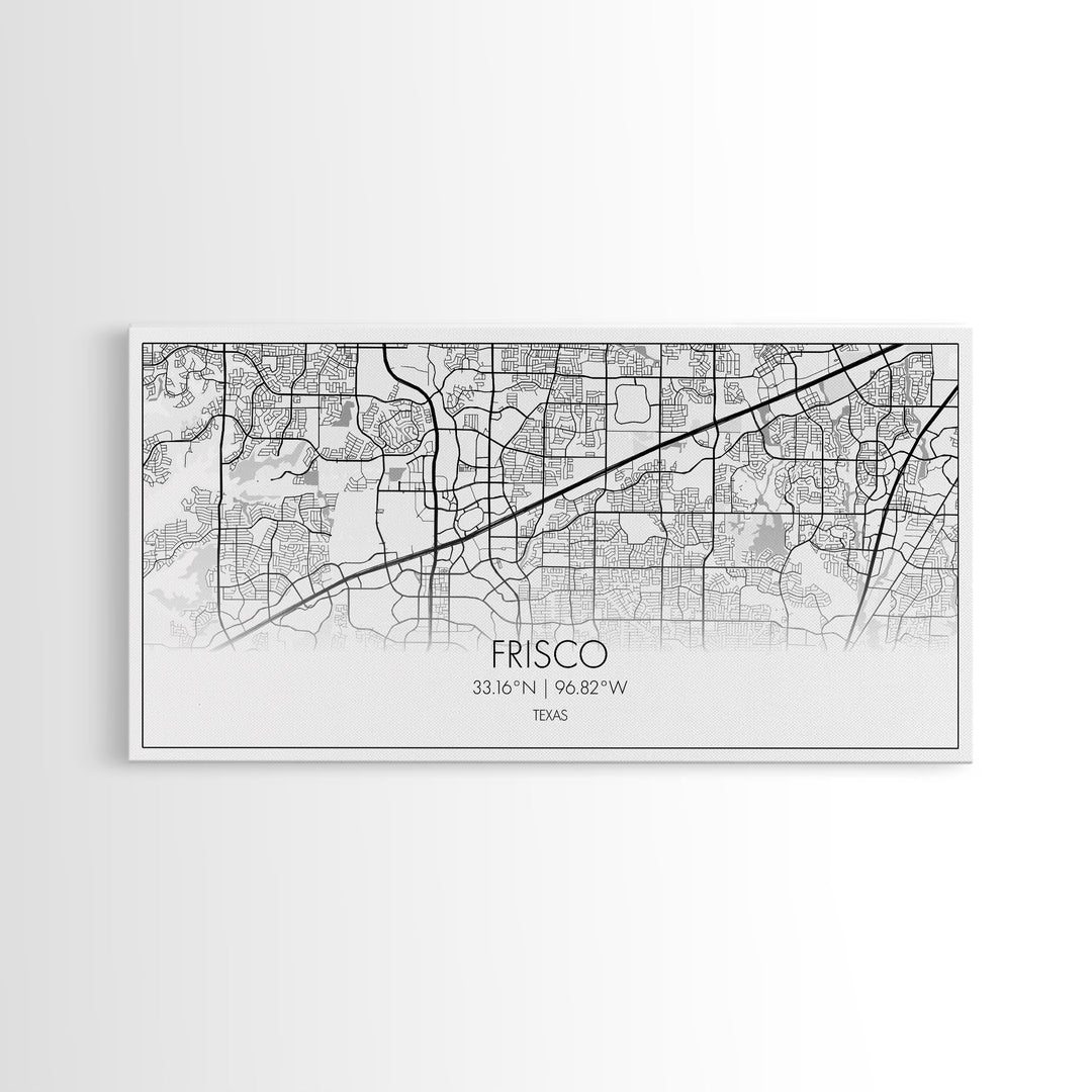 Frisco City Map, Texas Map, Map Art, Minimalist Art, Wall Art, Canvas Art, Black And White Art, College Student Gift, Man Cave Décor, Prints