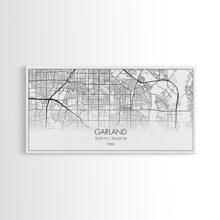 Garland City Map, Texas Map, Map Art, Minimalist Art, Wall Art, Canvas Art, Western Décor, Rustic Farmhouse Décor, Best Friend Gift, Office