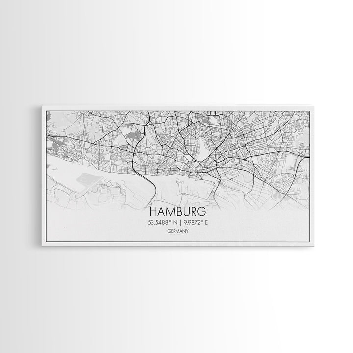 Hamburg City Map, Germany Map, Map Art, Minimalist Art, Wall Art, Canvas Art, Europe Wall Art, Gifts For Dad, Office Wall Art, Unique Art