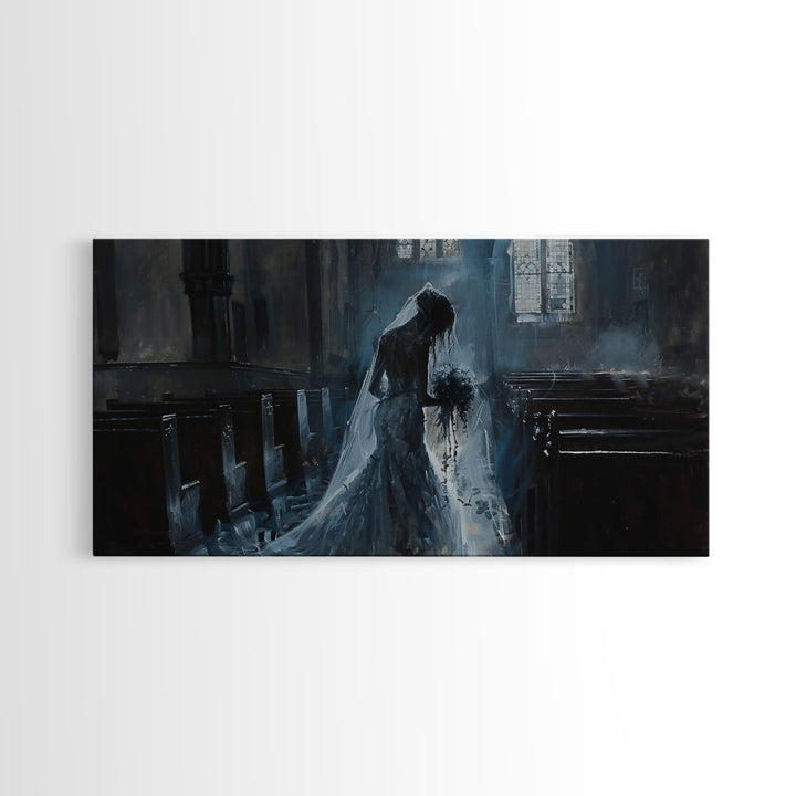 The Ghostly Pride, Framed Canvas Print, Dark Academia Oil Painting, Victorian Style Halloween Art