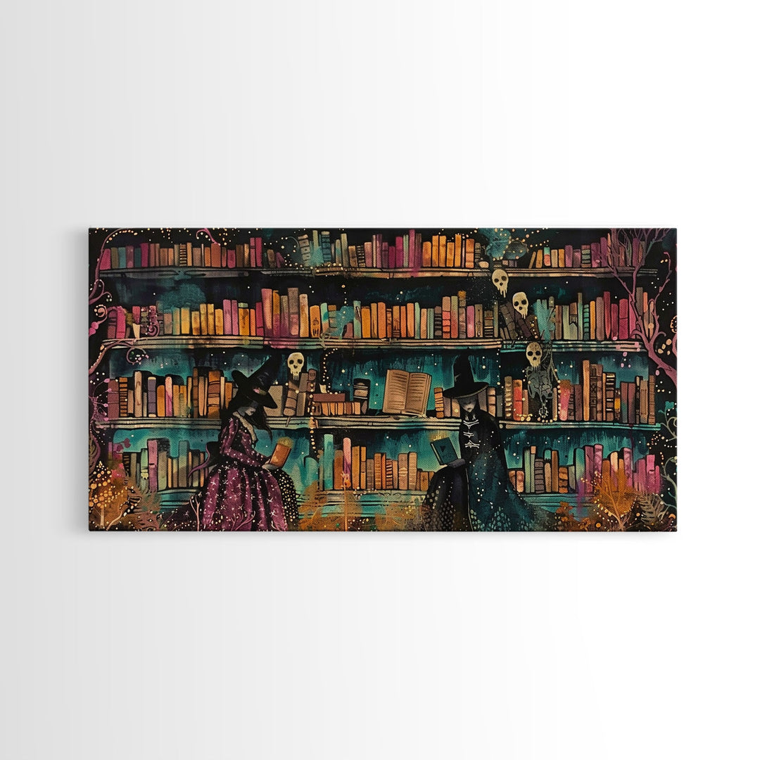 The Witch's Library Framed Canvas Print - Spooky Season Wall Art - Spooky Season - Spooky Decor - Halloween Wall Art