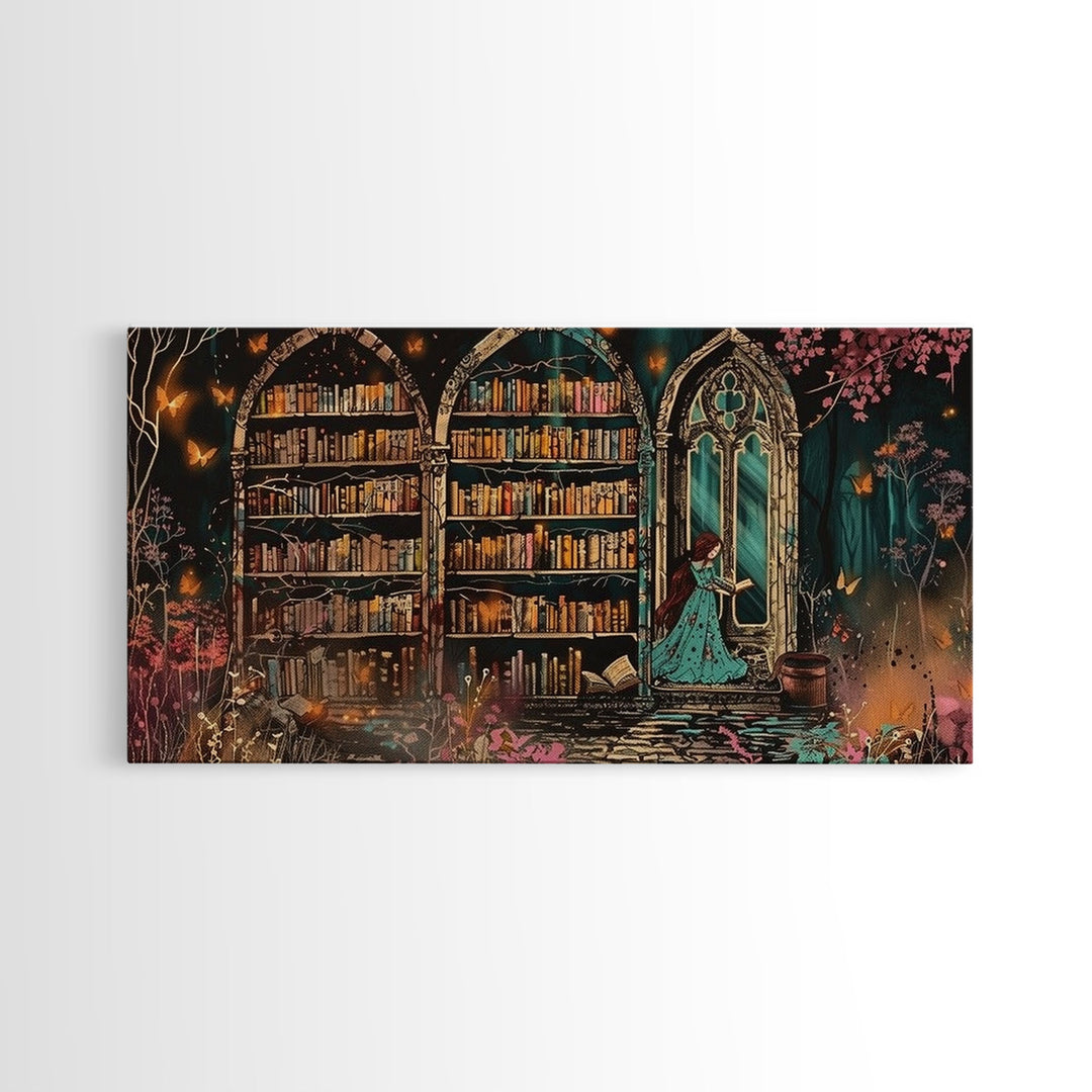 The Witch's Library Framed Canvas Print - Spooky Season Wall Art - Spooky Season - Spooky Decor - Halloween Wall Art