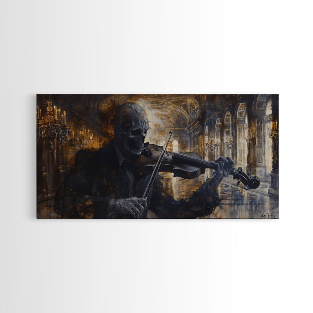 The Spectre Violinist, Specter, Framed Canvas Print, halloween Decor, Halloween Wall Art, Halloween Painting Seasonal Decor