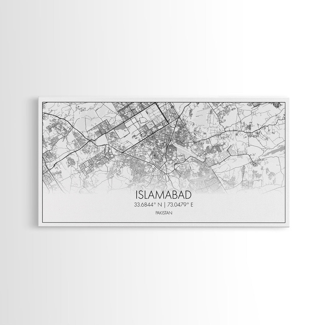 Islamabad City Map, Pakistan Map, Map Art, Modern Art, Wall Art, Canvas Art, Travel Wall Art, Office Wall Print, Gifts For Him, Room Décor