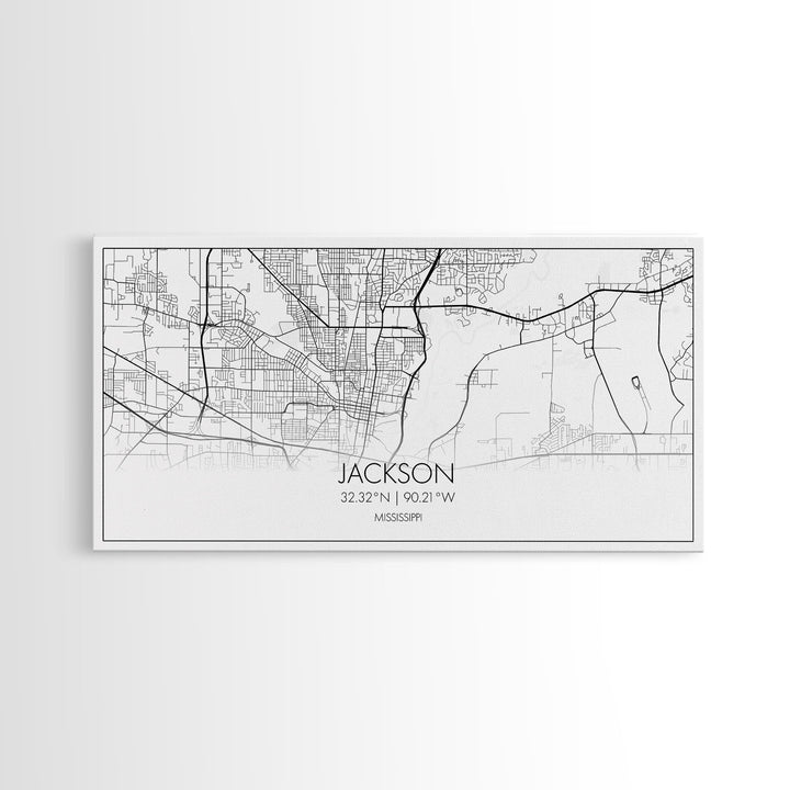 Jackson City Map, Mississippi Map, Map Art, Modern Art, Wall Art, Canvas Art, Apartment Wall Décor, Modern Farmhouse Art, Gift For Men