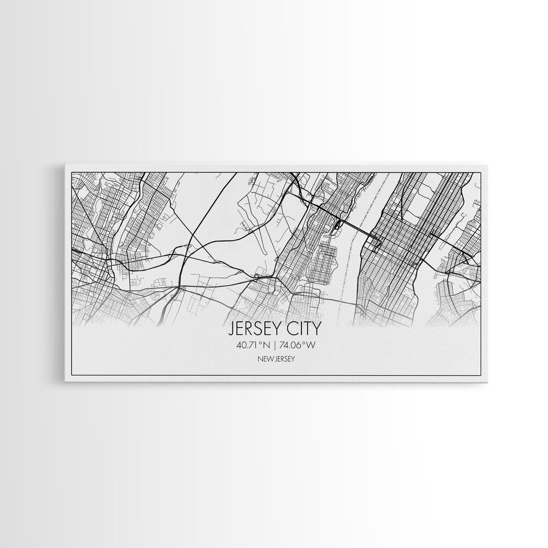 Jersey City Map, New Jersey Map, Map Art, Modern Art, Wall Art, Canvas Art, Wall Art Prints, Office Wall Art, Gift For Couples, Room Décor