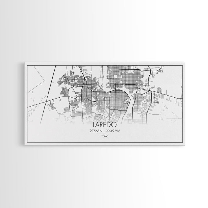 Laredo City Map, Texas Map, Map Art, Modern Art, Wall Art, Canvas Art, Texas Wall Art, Wedding Gift, Bedroom Wall Décor, Dorm Wall Art