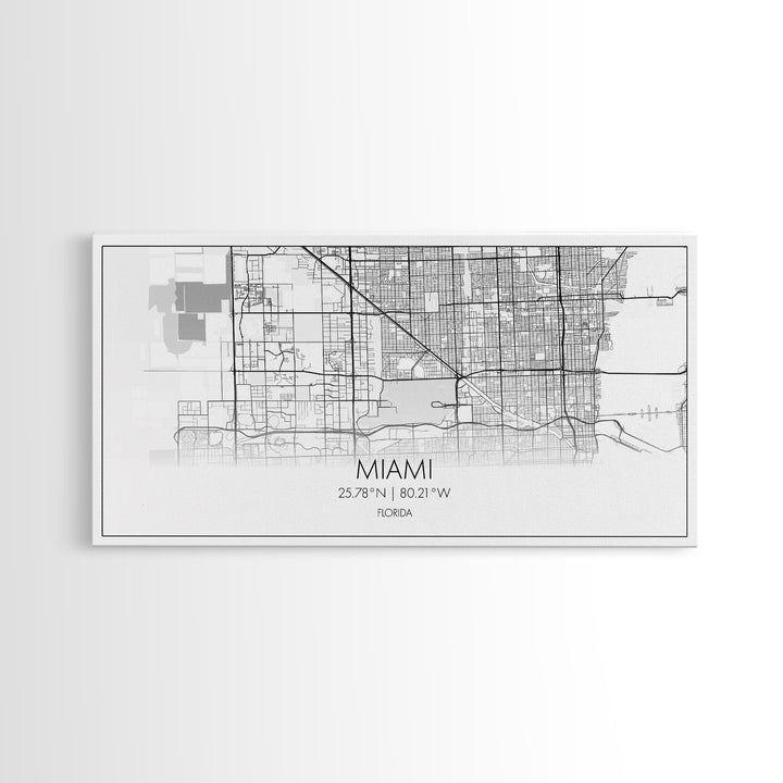 Miami City Map, Florida Map, Map Art, Minimalist Wall Art, Wall Art, Canvas Art, Miami Wall Art, F1 Wall Art, Gift For Couple, Boys Room Art