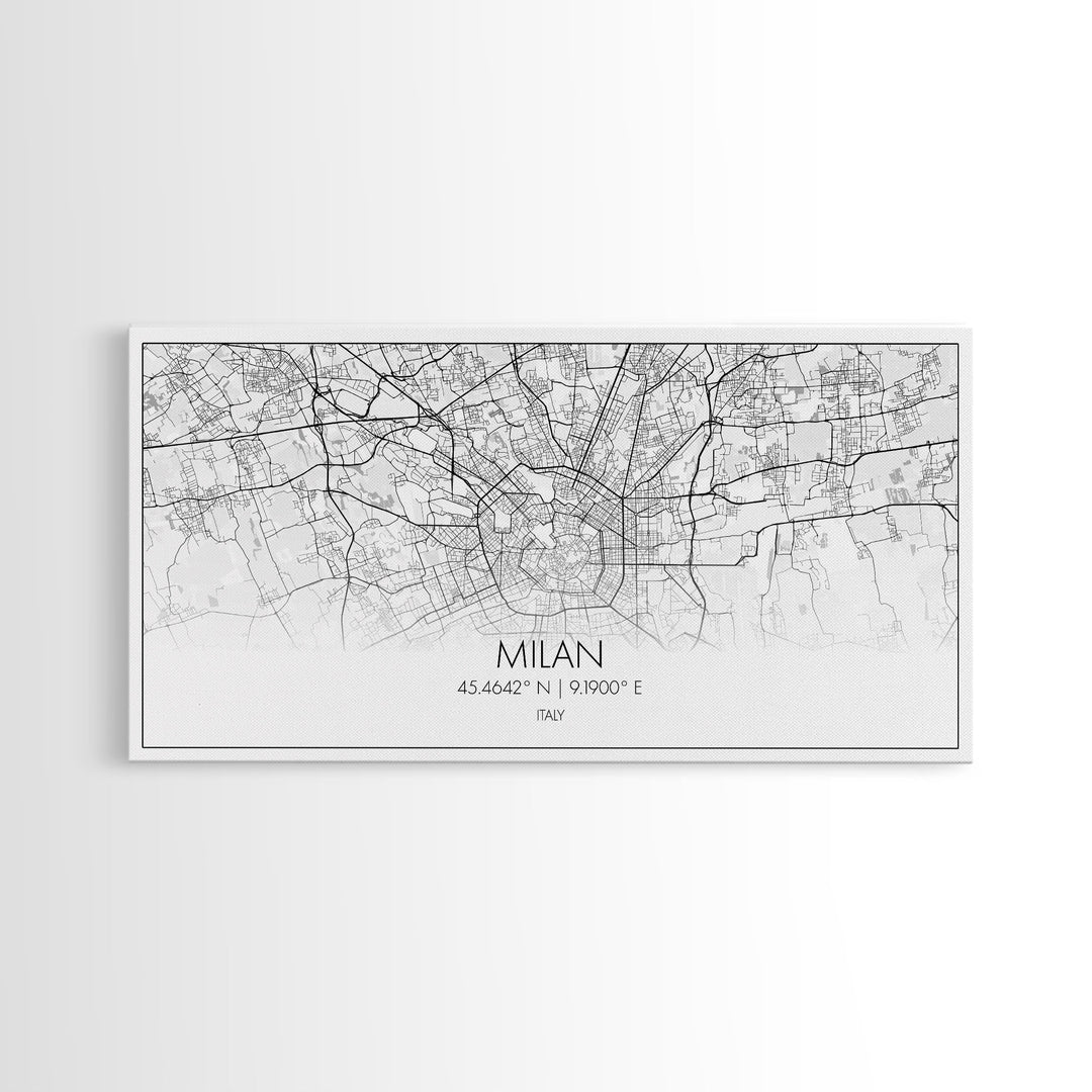 Milan City Map, Italy Map, Map Art, Minimalist Wall Art, Wall Art, Canvas Art, Europe Wall Art, Italy Wall Art, Above Bed Art, Gift Ideas