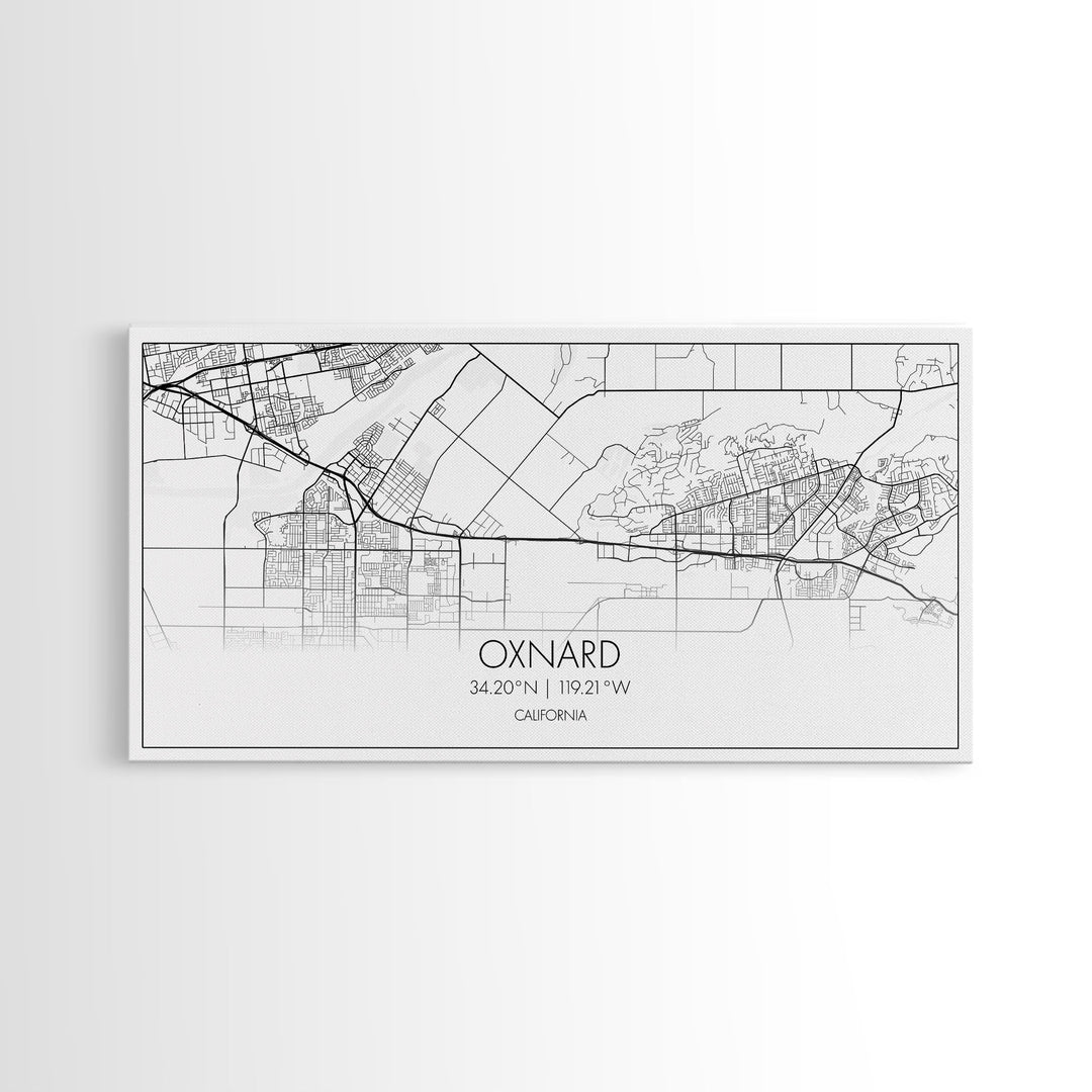 Oxnard City Map, California Art, Map Print, Minimalist Wall Art, Wall Art, Canvas Art, Long Wall Art, Teen Room Wall Art, Mom Birthday Gift