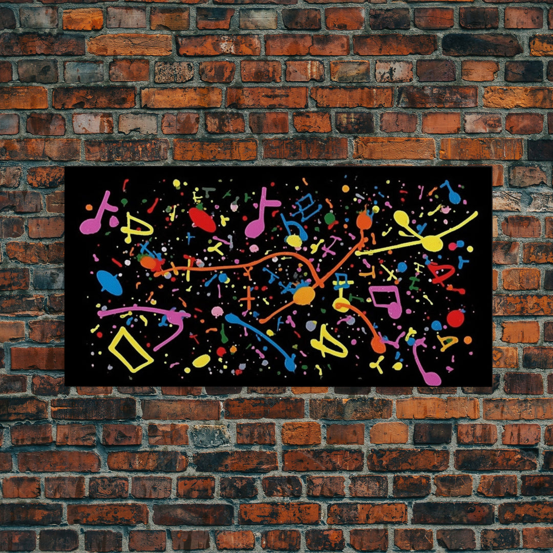 Musical Notes Graffiti Art - Colorful Painting / Canvas Print - Retro / Midcentury Style Abstract / Impressionist Art - Splatter Art