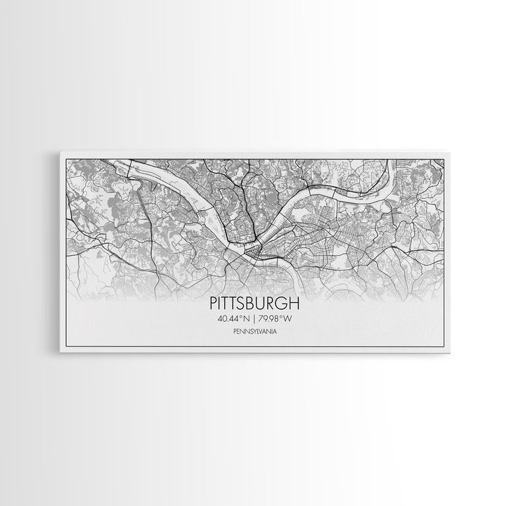 Pittsburgh City Map, Pennsylvania Art, Map Print, Minimalist Wall Art, Wall Art, Canvas Art, Hostess Gift, Travel Wall Print, Wall Hanging