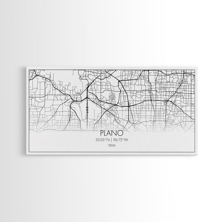 Plano City Map, Texas Art, Map Print, Minimalist Wall Art, Wall Art, Canvas Art, Marketing Gifts, Dorm Wall Art, Cabin Wall Art, Panoramic