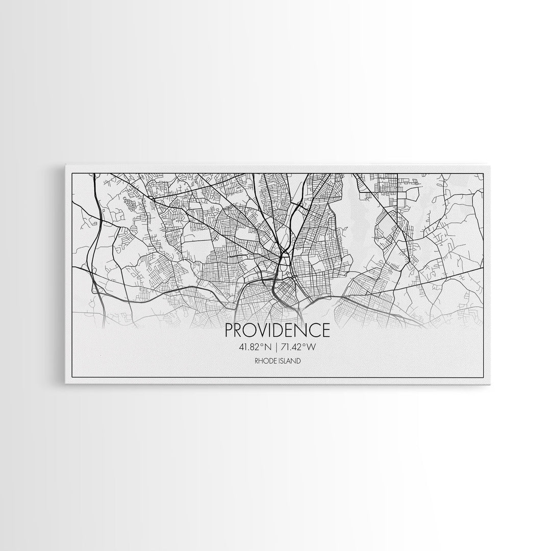 Providence City Map, Rhode Island Art, Map Print, Minimalist Wall Art, Wall Art, Canvas Art, Gifts For Mom, Horizontal Wall Art, Office Art