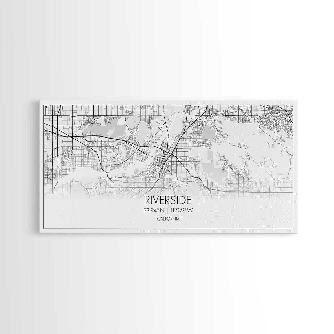 Riverside City Map, California Art, Map Print, Minimalist Wall Art, Wall Art, Canvas Art, Panoramic Wall Art, Gift For Graduation, Room Art