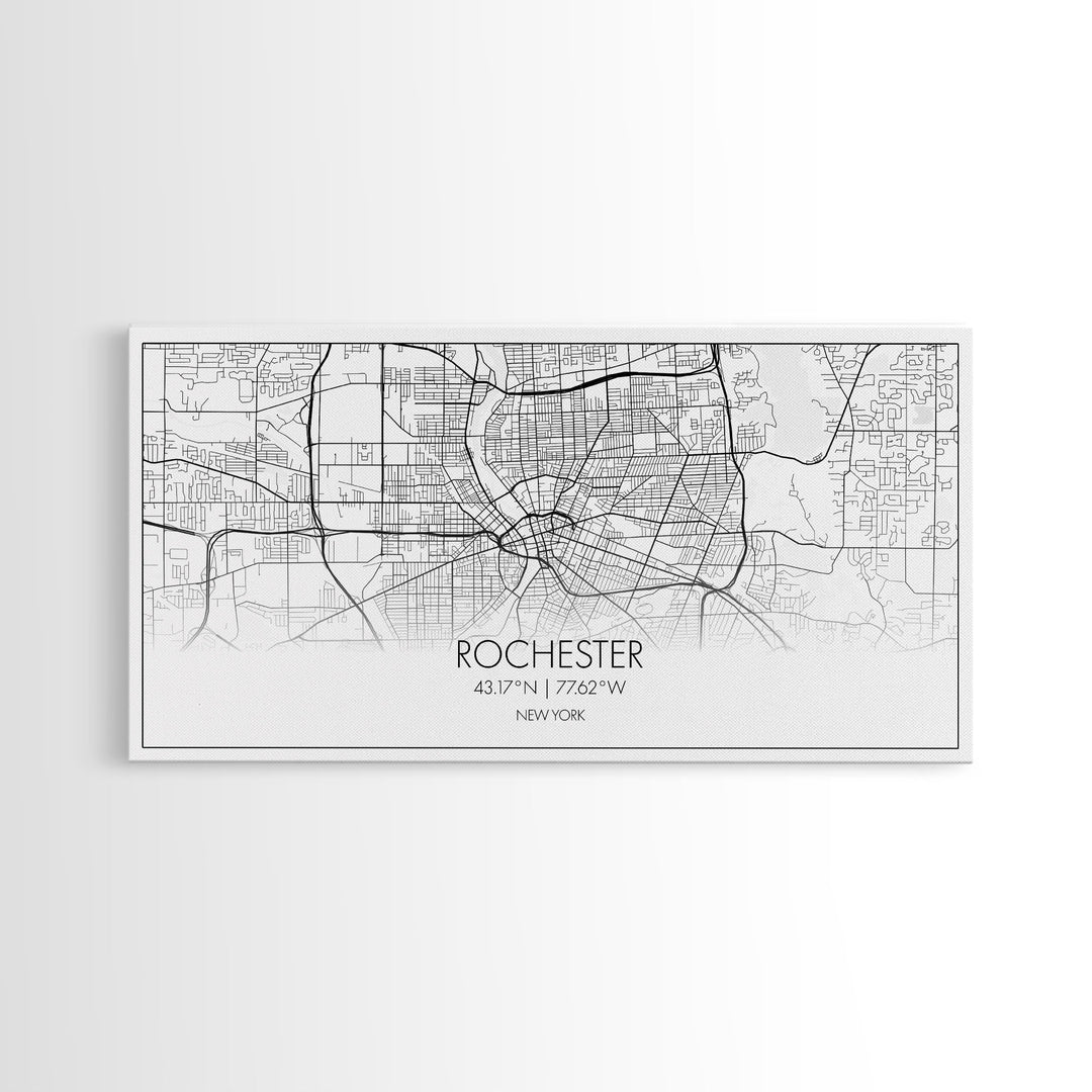 Rochester City Map, New York Art, Map Print, Minimalist Wall Art, Wall Art, Canvas Art, Rustic Wall Art, Wall Deco, Housewarming Gift