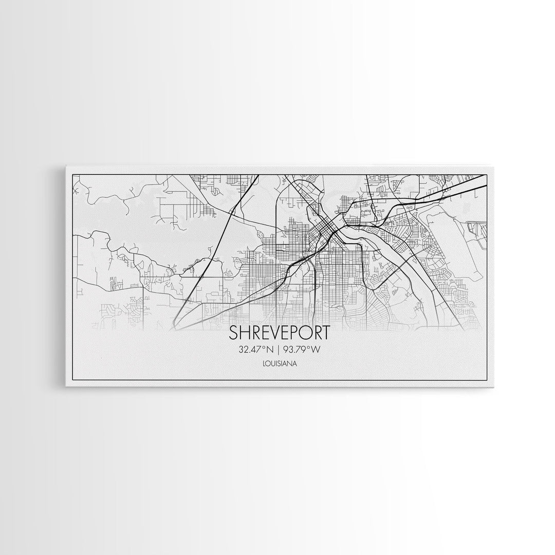 Shreveport City Map, Louisiana Art, Map Print, Modern Wall Art, Wall Art, Canvas Art, Dining Room Décor, Boho Wall Art, Congratulations Gift