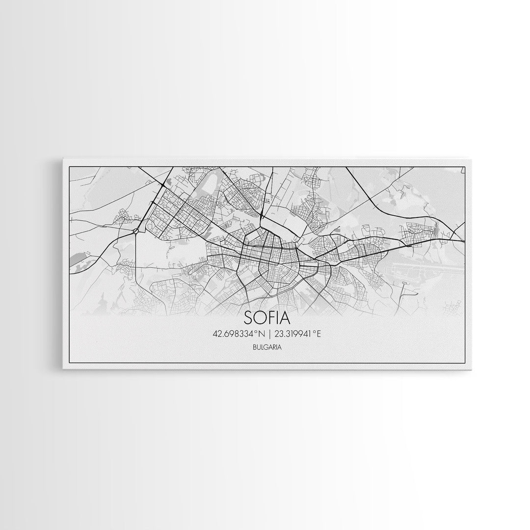 Sofia City Map, Bulgaria Art, Map Print, Modern Wall Art, Wall Art, Canvas Art, European Wall Art, First Home Gift, Boys Bedroom Décor