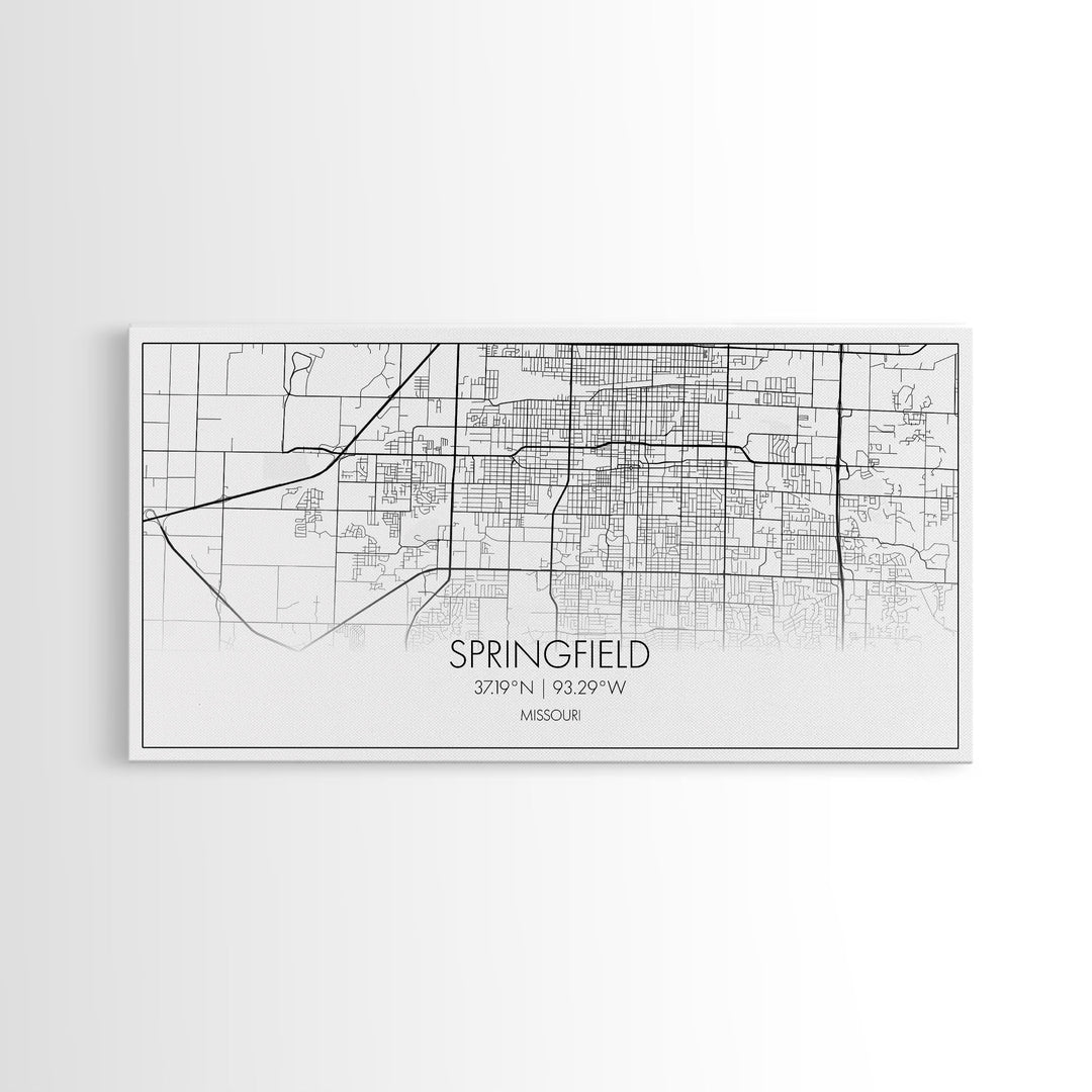 Springfield City Map, Missouri Art, Map Print, Modern Wall Art, Wall Art, Canvas Art, Lake House Wall Art, Boys Bedroom Décor, Couples Gift