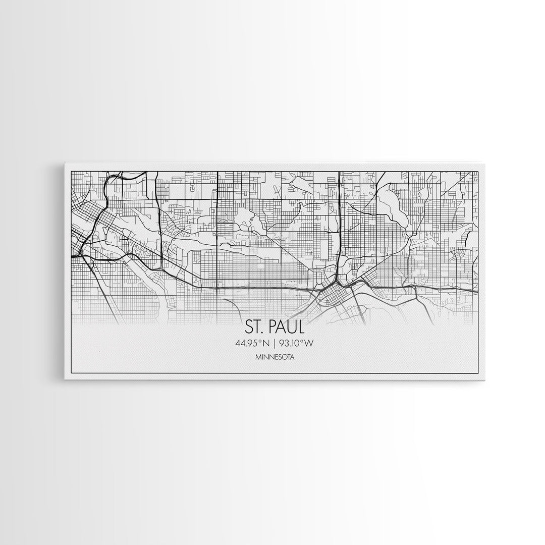 St Paul City Map, Minnesota Art, Map Print, Modern Wall Art, Wall Art, Canvas Art, Bedroom Teen Girl Art, Newlywed Gift, College Dorm Décor