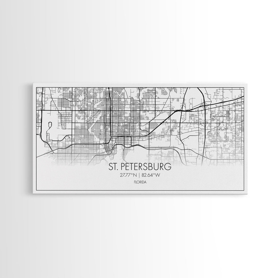 St Petersburg City Map, Florida Art, Map Print, Modern Wall Art, Wall Art, Canvas Art, First Home Gift, Ranch House Décor, Office Prints