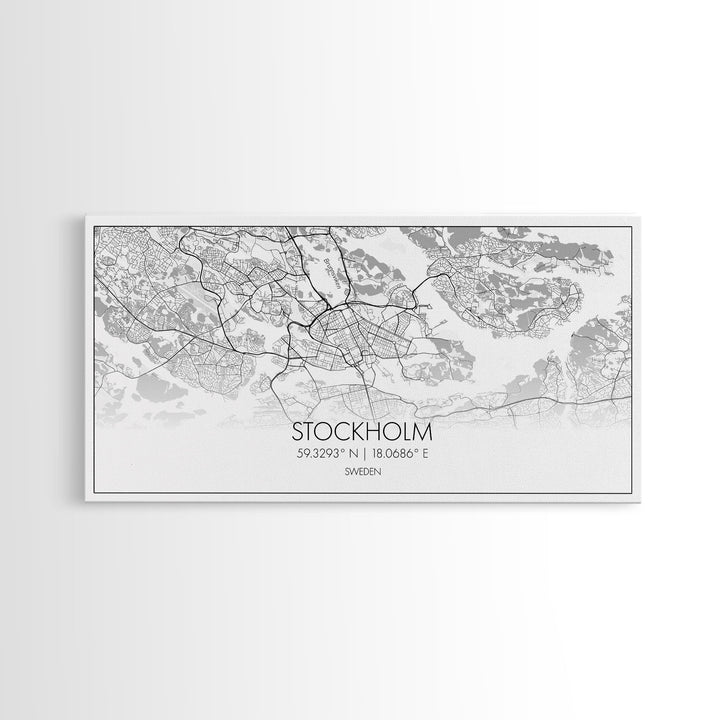 Stockholm City Map, Sweden Art, Map Print, Modern Wall Art, Wall Art, Canvas Art, Landscape Art Print, Gift For Family, Over Bed Wall Décor