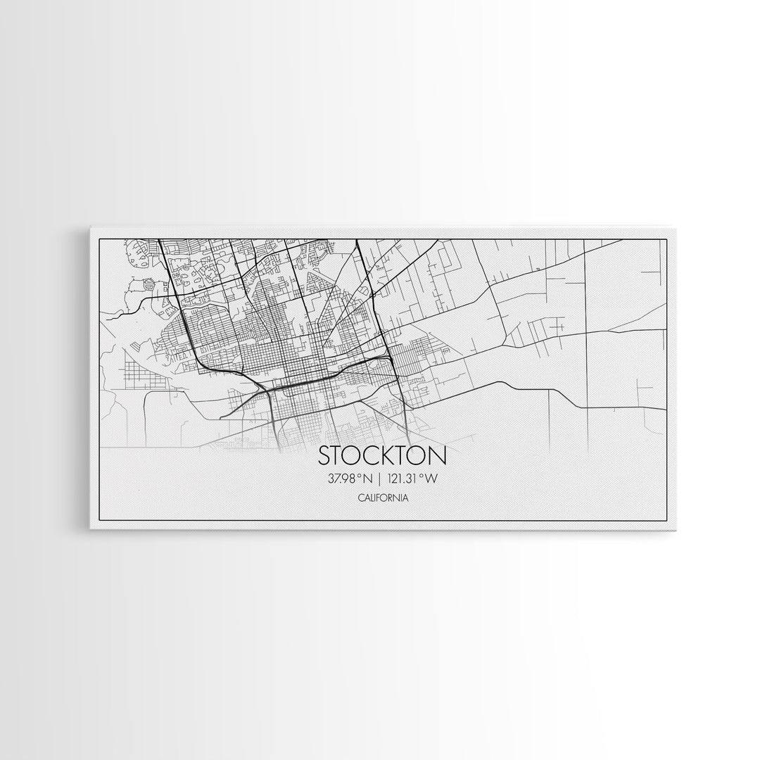 Stockton City Map, California Art, Map Print, Modern Wall Art, Wall Art, Canvas Art, Horizontal Wall Art, Appreciation Gift, Travel Print