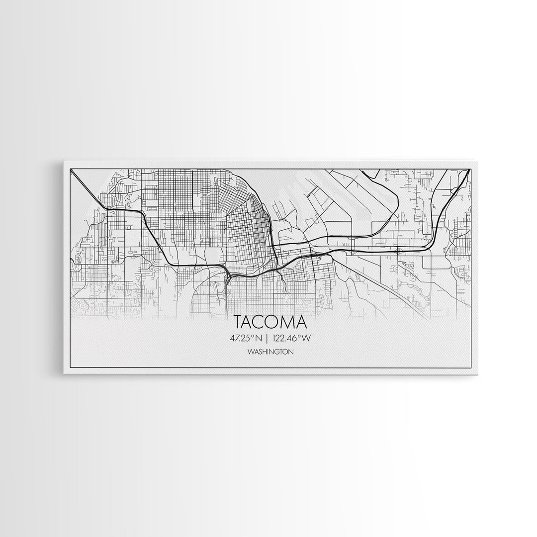 Tacoma City Map, Washington Art, Map Print, Modern Wall Art, Wall Art, Canvas Art, Gift For The Home, Farmhouse Wall Décor, City Wall Art