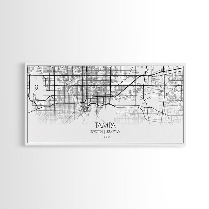 Tampa City Map, Florida Art, Map Print, Modern Wall Art, Wall Art, Canvas Art, New Home Gift Ideas, Tiny House Décor, Family Room Wall Art