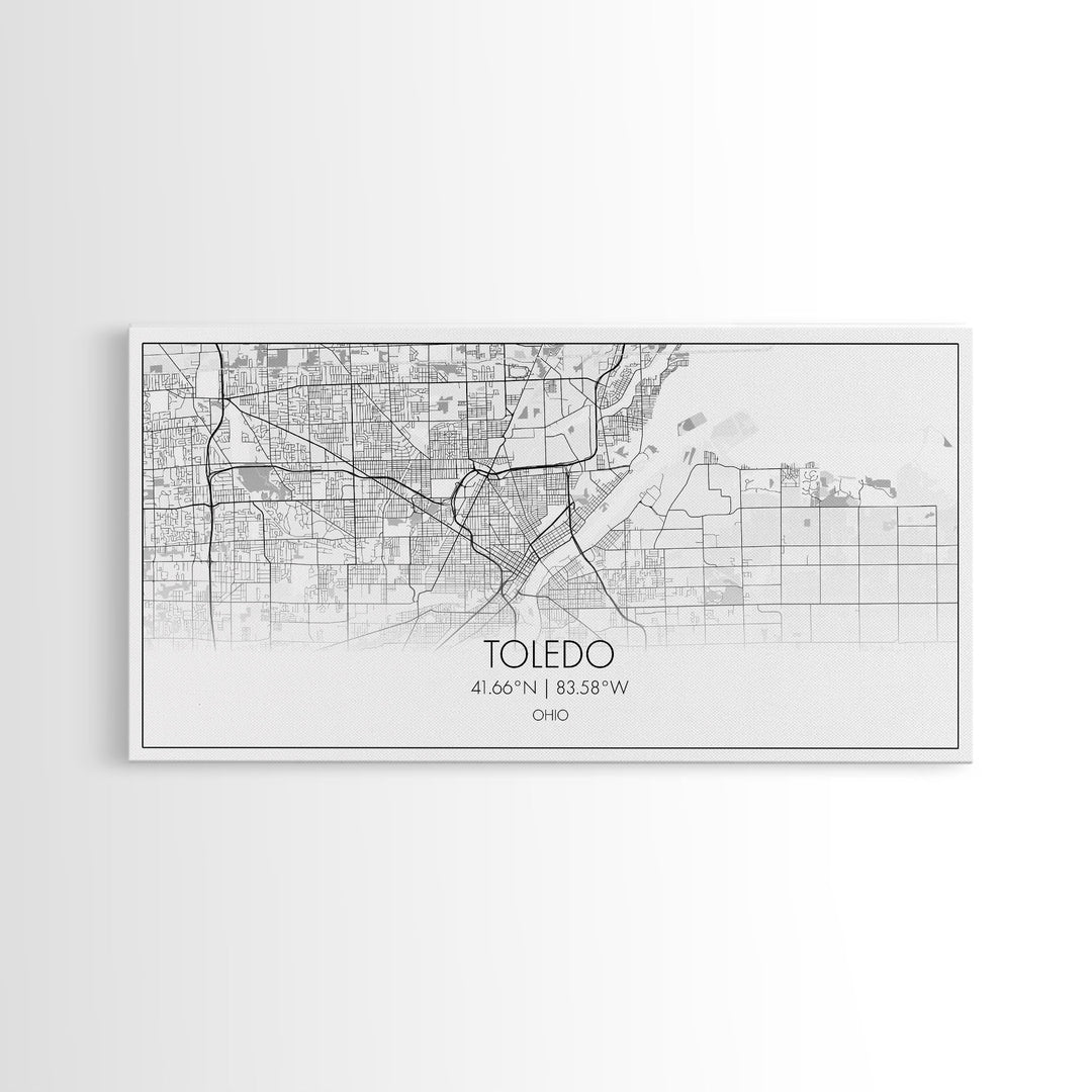 Toledo City Map, Ohio Art, Map Print, Modern Wall Art, Wall Art, Canvas Art, Bedroom Teen Girl Art, Gift For Realtor, Family Home Décor