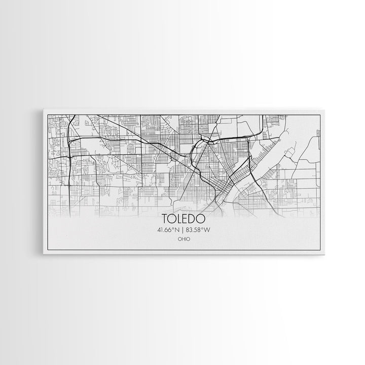 Toledo City Map, Ohio Art, Map Print, Modern Wall Art, Wall Art, Canvas Art, Landscape Art Print, Gift For Boss, Ranch House Décor