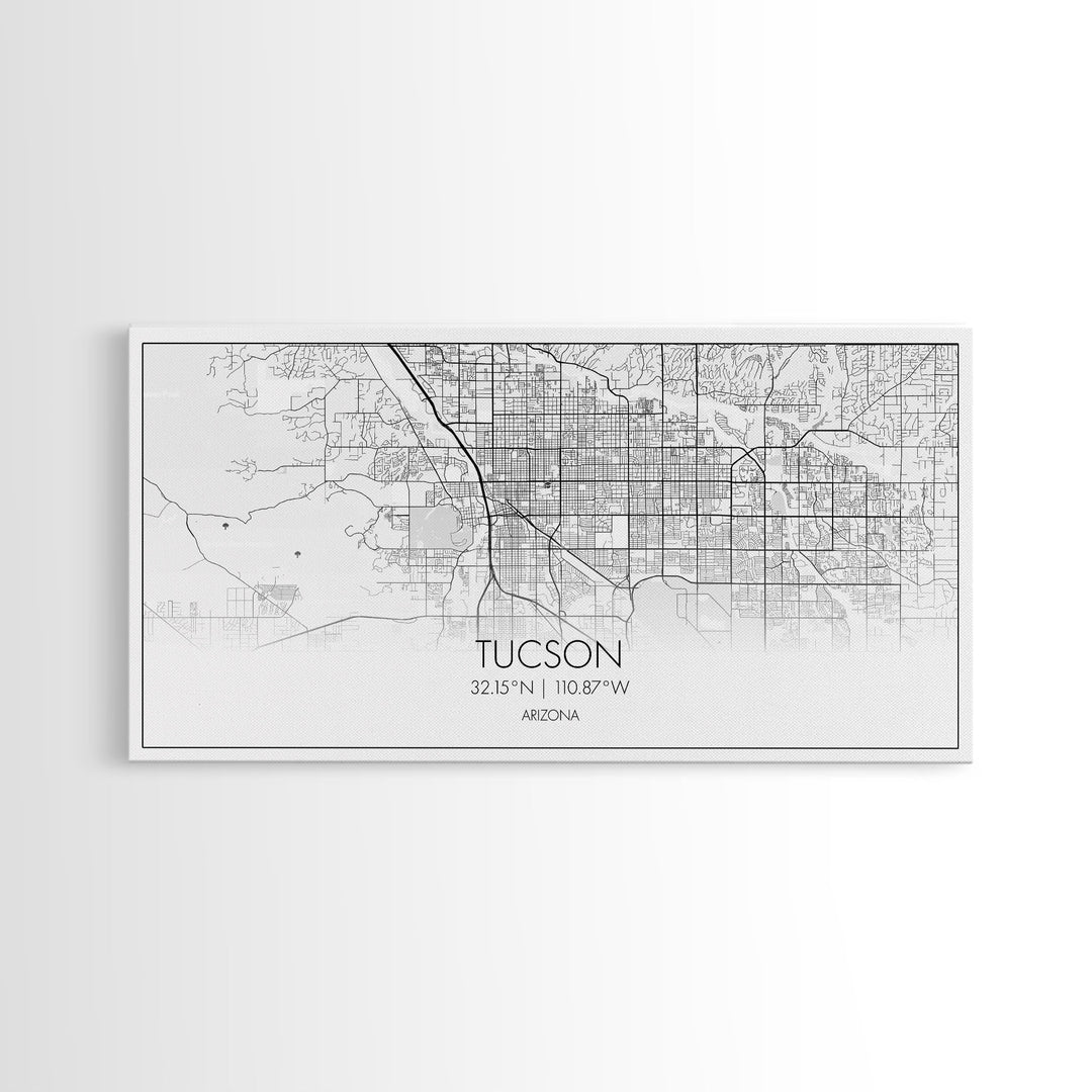 Tucson City Map, Arizona Art, Map Print, Modern Wall Art, Wall Art, Canvas Art, Bedroom Prints, Gift For Friend, Teen Boy Room Décor