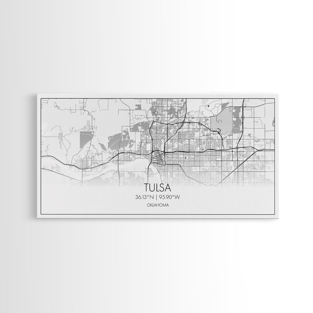 Tulsa City Map, Oklahoma Art, Map Print, Modern Wall Art, Wall Art, Canvas Art, Modern Office Art, Gift For Realtor, Home Décor Prints