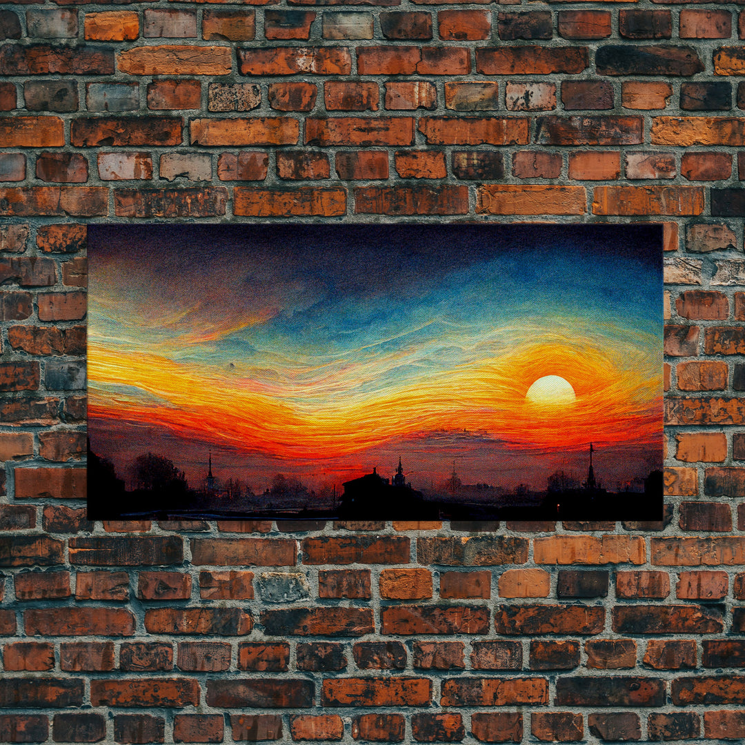 Beautiful sunset canvas print, canvas art, ink painting style