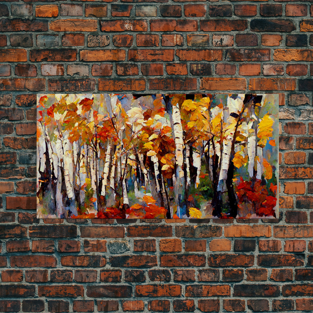 Large Birch Trees Canvas Print Boho Wall Decor Autumn Birch Forest Landscape Art Silver Birch Trees Wall Decor Abstract Wall Art Fall