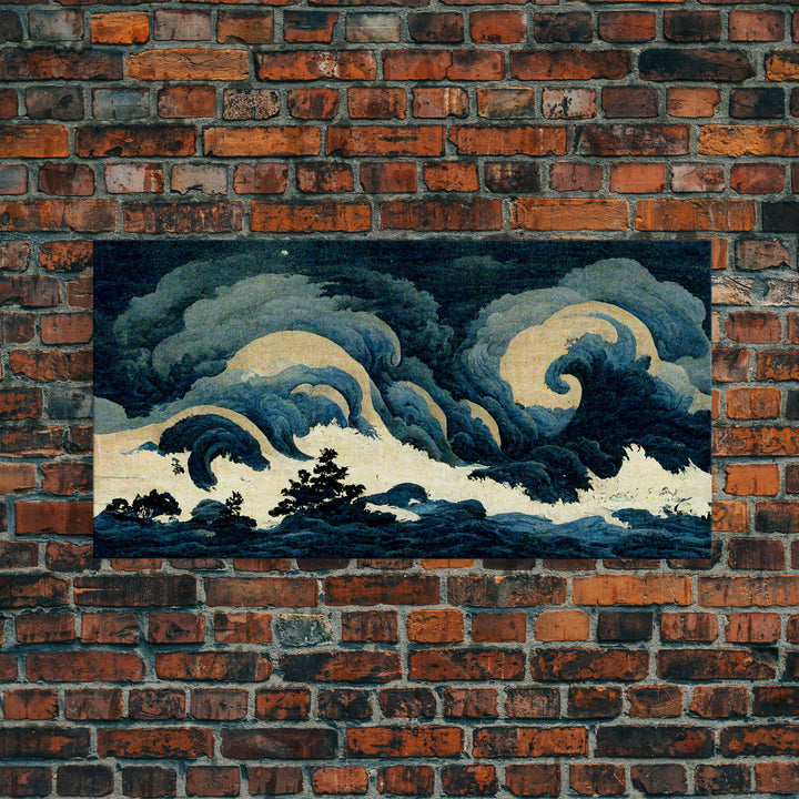 Japanese Style Wall Art, A Stormy Sea, Canvas Print, ready to hang wall art