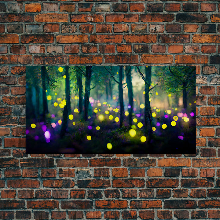 Magical forest with fairies canvas print, fantasy art, cool wall art, dorm art, ready to hang wall art