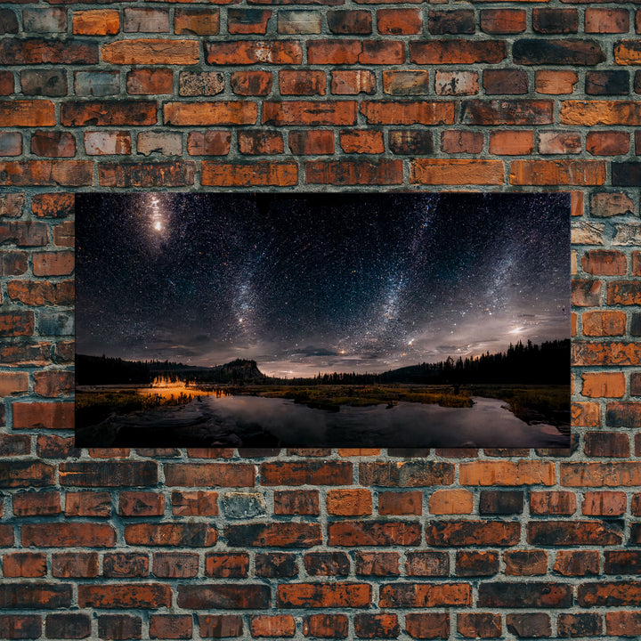 Stars Night Sky Galaxy River Lake Landscape Fine Art Print, Wall Art Print, Wall Décor, Wall Poster