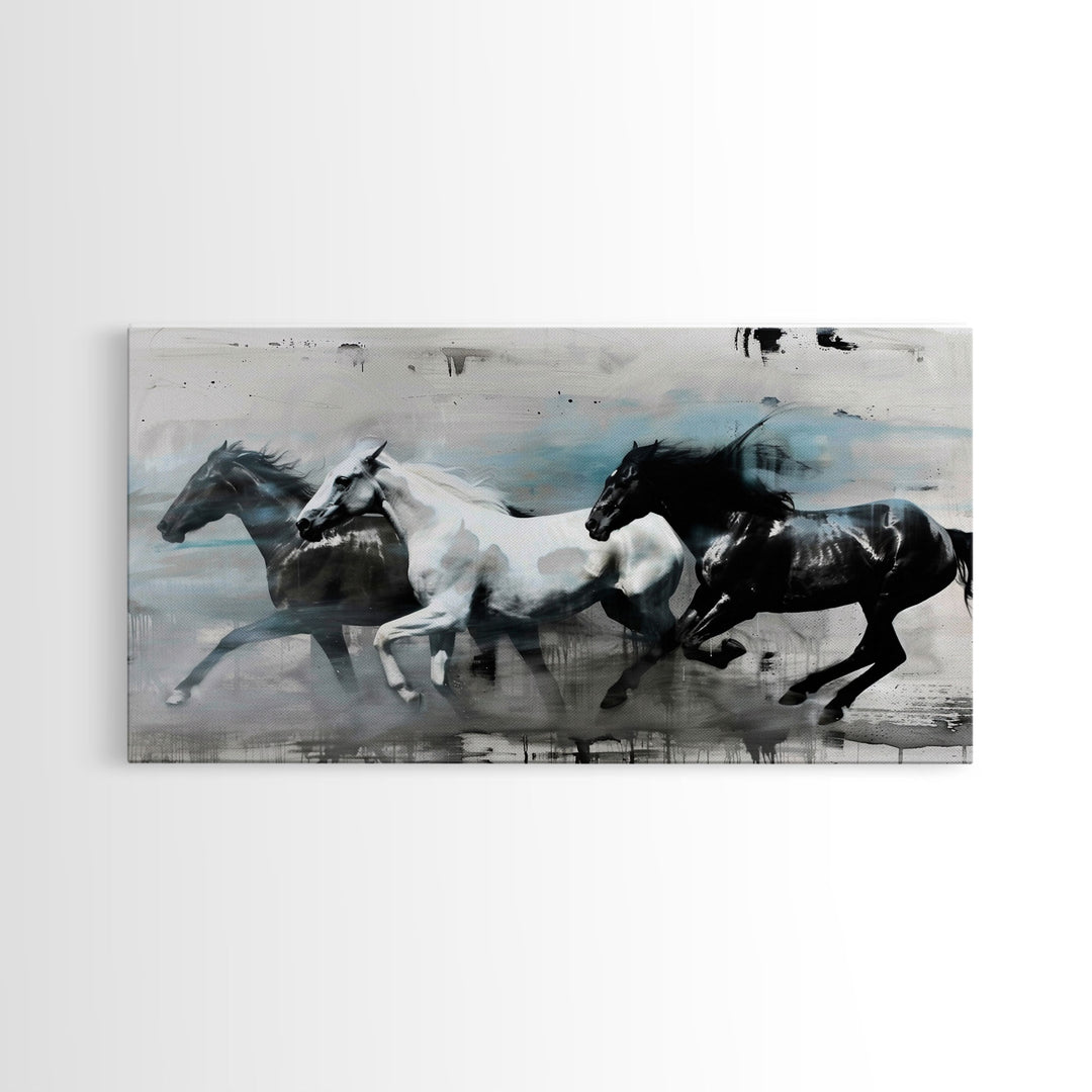 Stunning Trio of Horses Running in Field, Perfect for Living Room Art, Framed Canvas Print, Bedroom Decor, Home Decoration, Horse Lover Gift