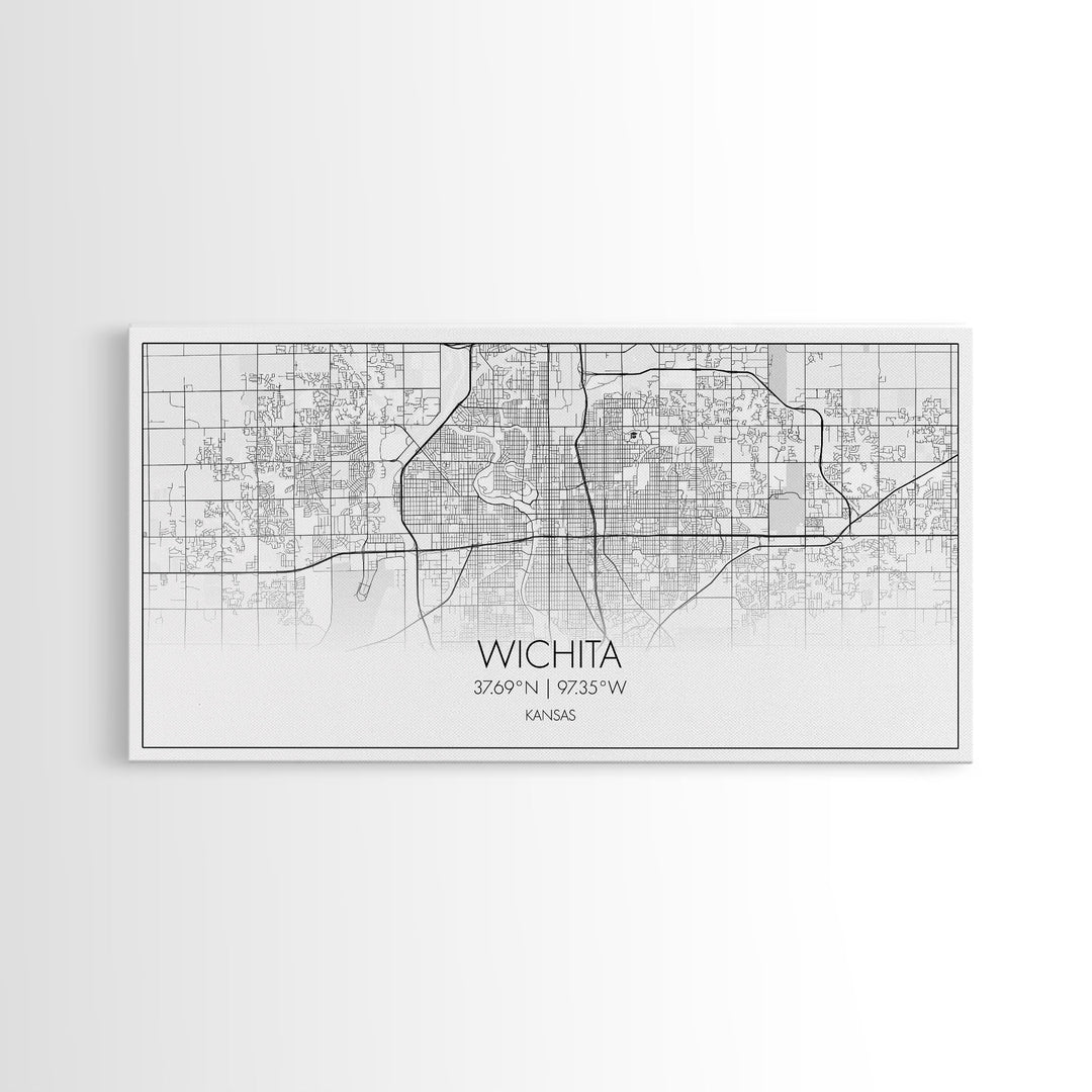 Wichita City Map, Kansas Art, Map Print, Modern Wall Art, Wall Art, Canvas Art, Best Friend Gifts, College Dorm Décor, Modern House Art