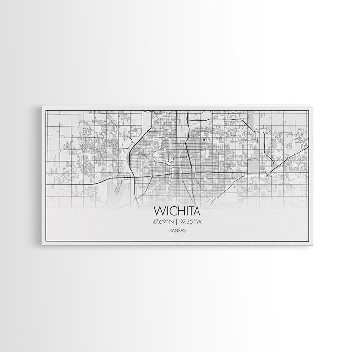 Wichita City Map, Kansas Art, Map Print, Modern Wall Art, Wall Art, Canvas Art, Best Friend Gifts, College Dorm Décor, Modern House Art